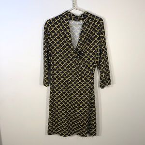 J McLaughlin Navy and Yellow Shawl Collar Dress XL